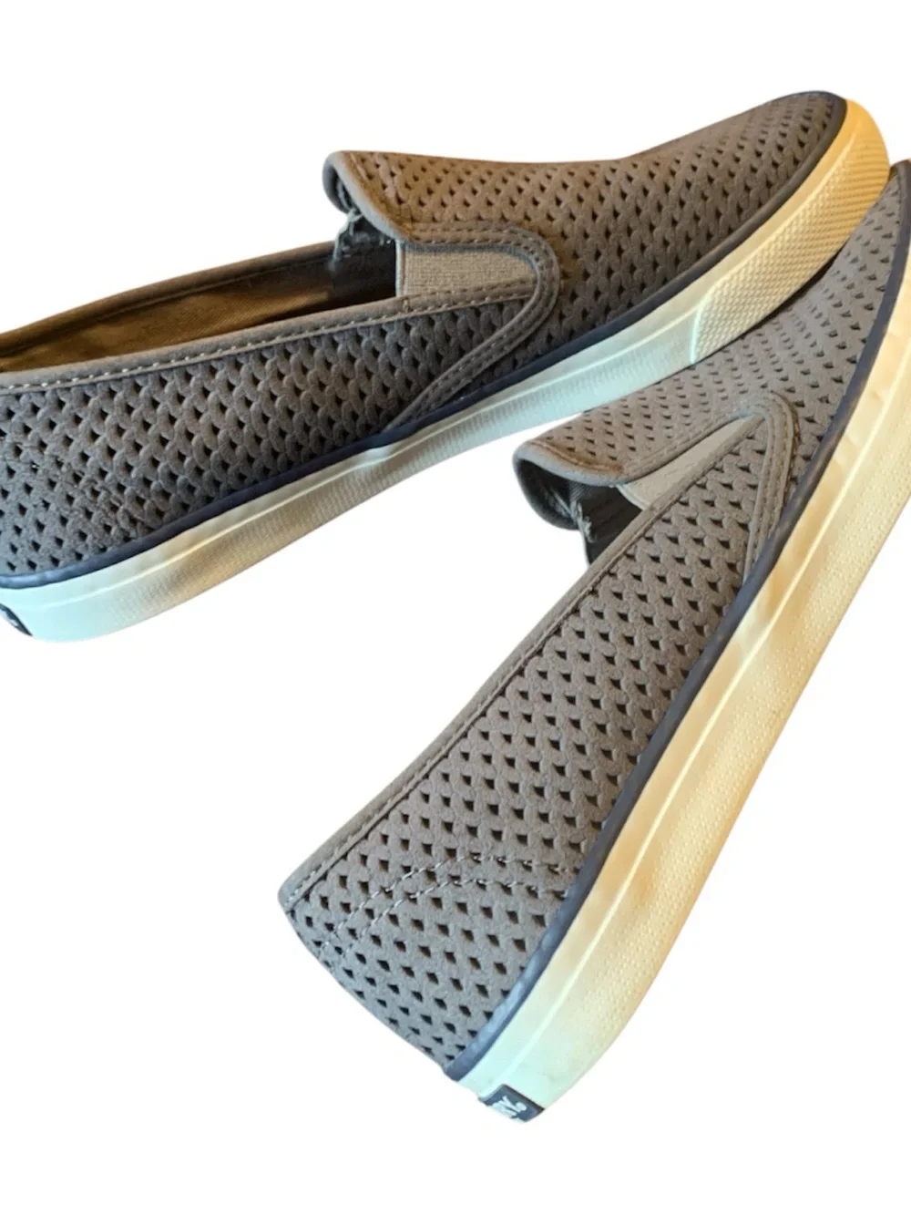 Sperry Seaside Perforated Slip On Sneakers Grey Womens Size 8.5 M